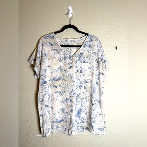 Stylish Cream and Blue Women's Blouse